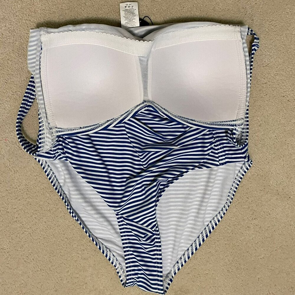 Nip Tuck One Piece Swimsuit Joanne Sorrento Stripe Azure Blue White Size 6 NWT - Picture 9 of 13